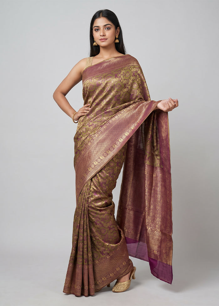 Purple Dupion Silk Saree With Blouse Piece