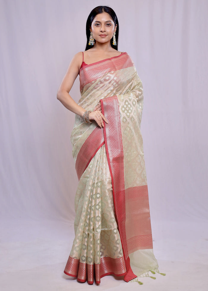 Multicolor Kora Silk Saree With Blouse Piece