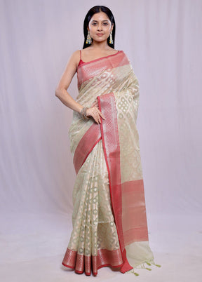 Multicolor Kora Silk Saree With Blouse Piece