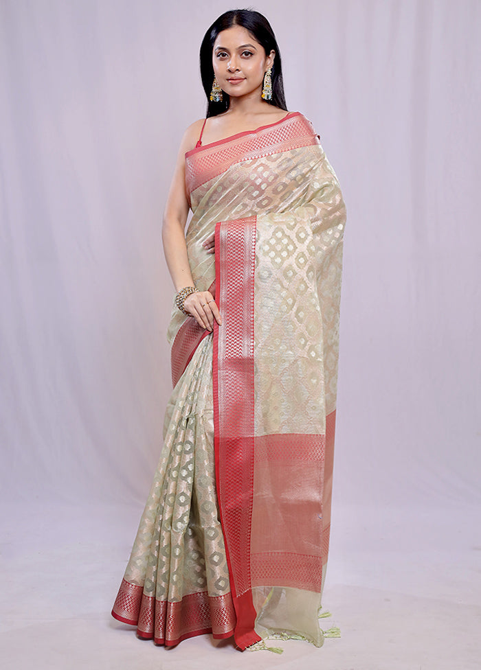 Multicolor Kora Silk Saree With Blouse Piece