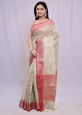 Multicolor Kora Silk Saree With Blouse Piece