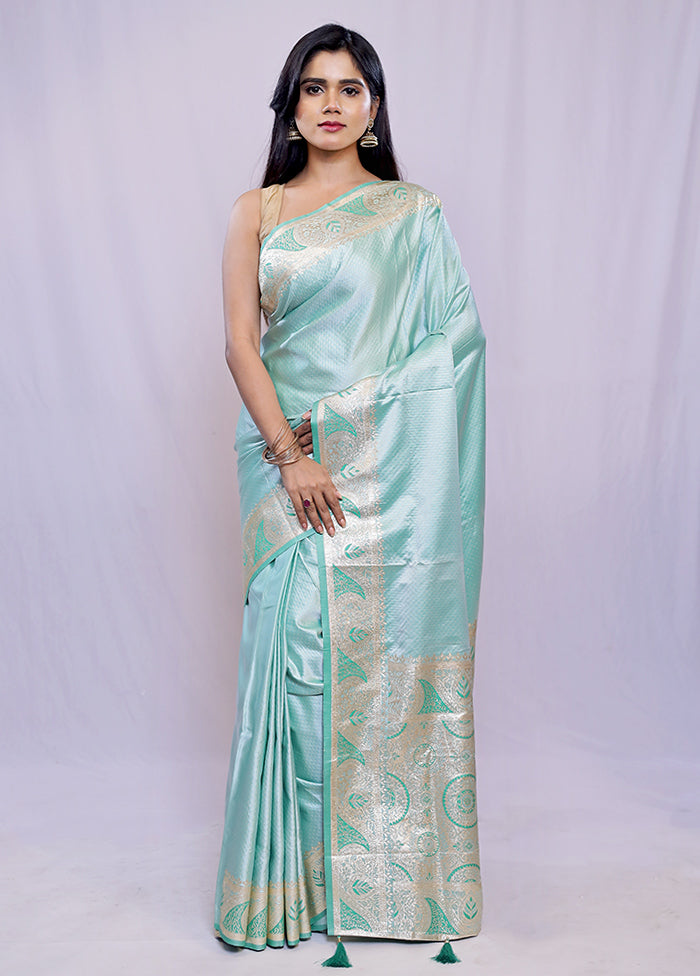 Green Dupion Silk Saree With Blouse Piece