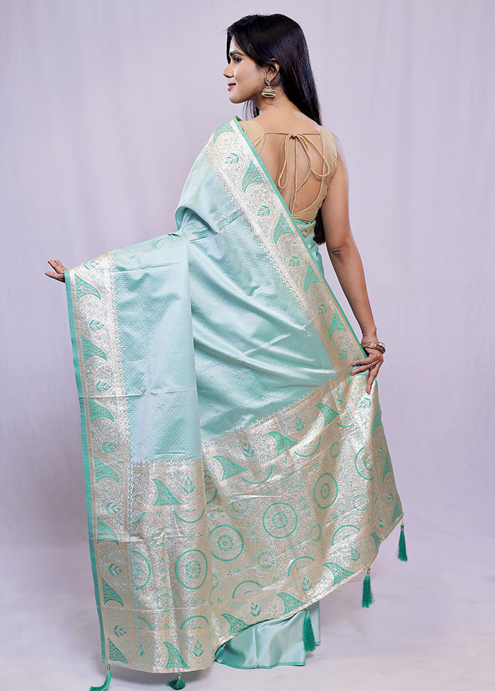 Green Dupion Silk Saree With Blouse Piece