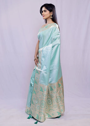 Green Dupion Silk Saree With Blouse Piece
