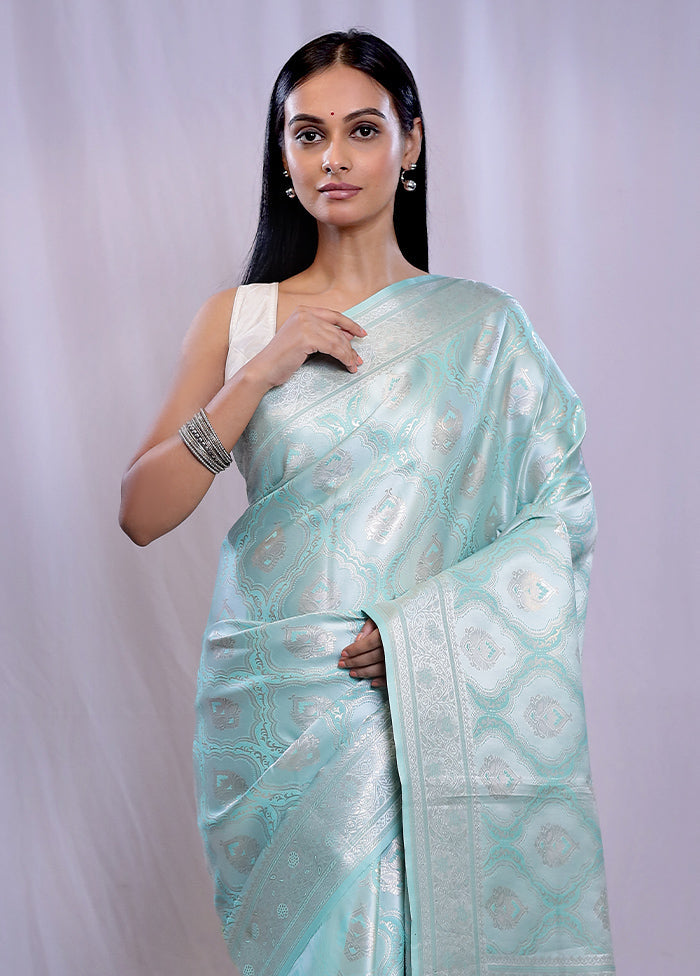 Green Dupion Silk Saree With Blouse Piece