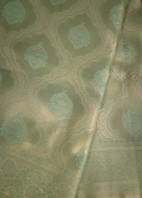 Green Dupion Silk Saree With Blouse Piece