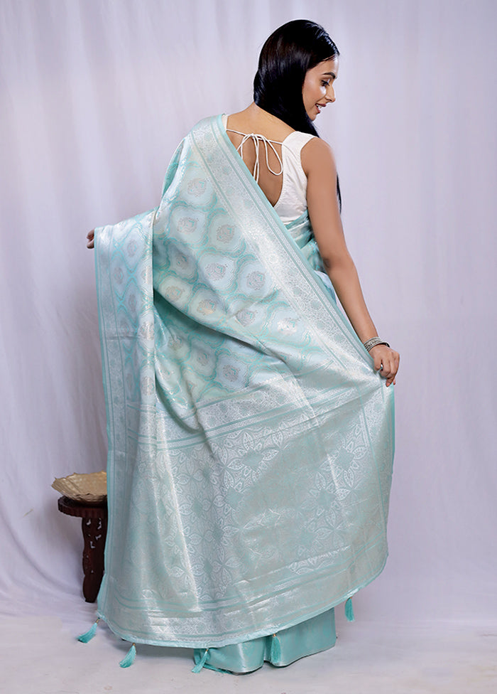 Green Dupion Silk Saree With Blouse Piece