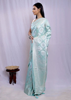 Green Dupion Silk Saree With Blouse Piece
