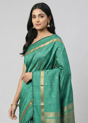 Green Kanjivaram Silk Saree With Blouse Piece