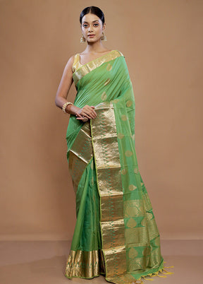 Green Kanjivaram Silk Saree With Blouse Piece