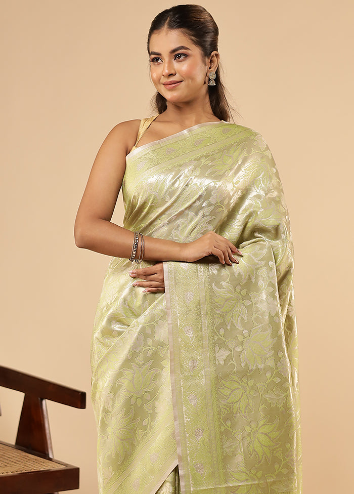 Green Dupion Silk Saree With Blouse Piece