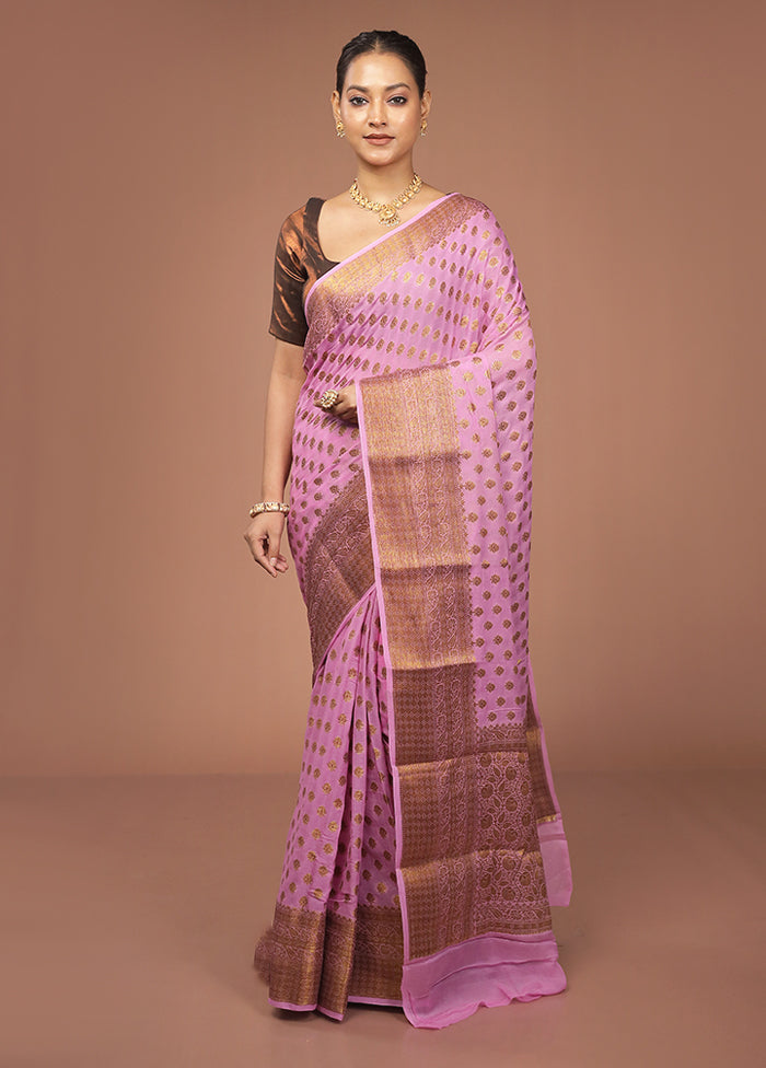 Pink Georgette Saree With Blouse Piece