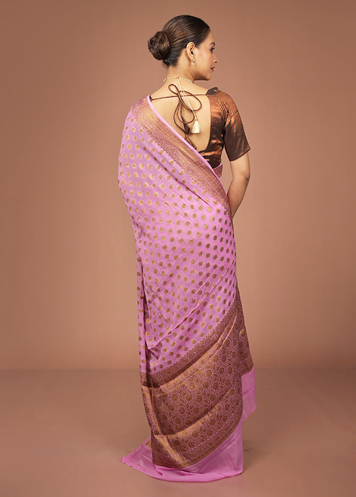 Pink Georgette Saree With Blouse Piece