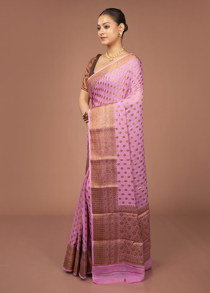 Pink Georgette Saree With Blouse Piece