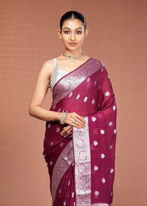 Pink Georgette Saree With Blouse Piece