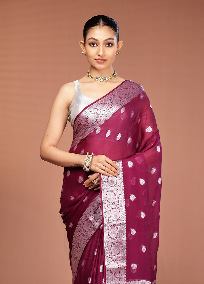 Pink Georgette Saree With Blouse Piece