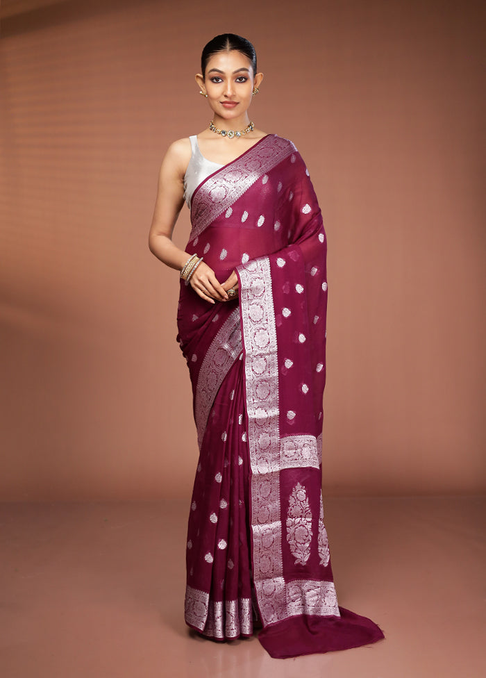 Pink Georgette Saree With Blouse Piece