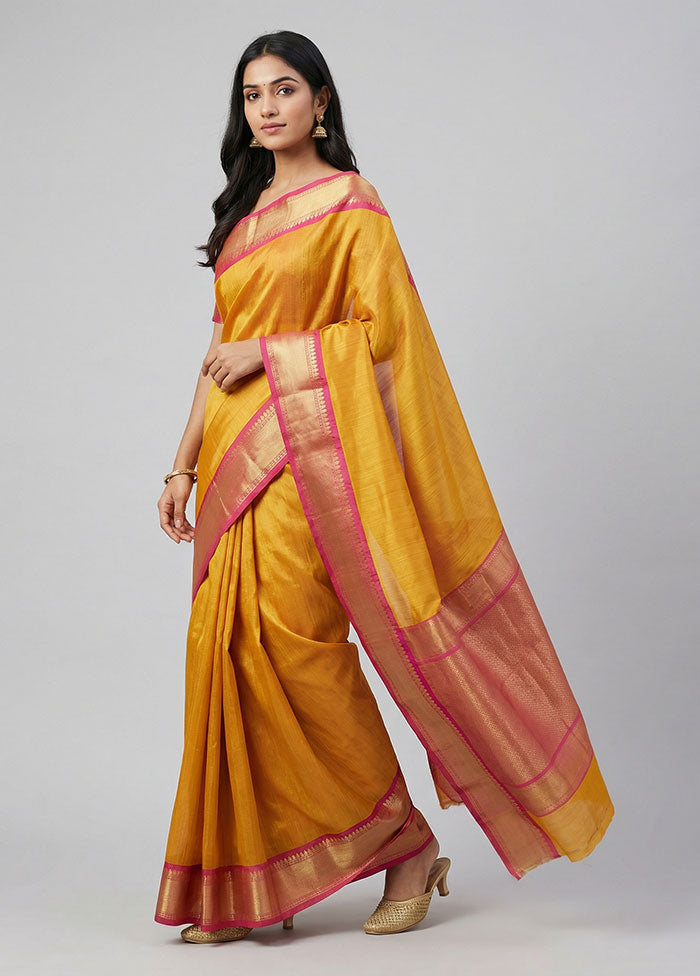 Multicolor Handloom Kanjivaram Pure Silk Saree With Blouse Piece