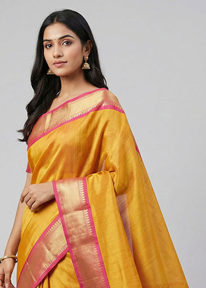 Multicolor Handloom Kanjivaram Pure Silk Saree With Blouse Piece