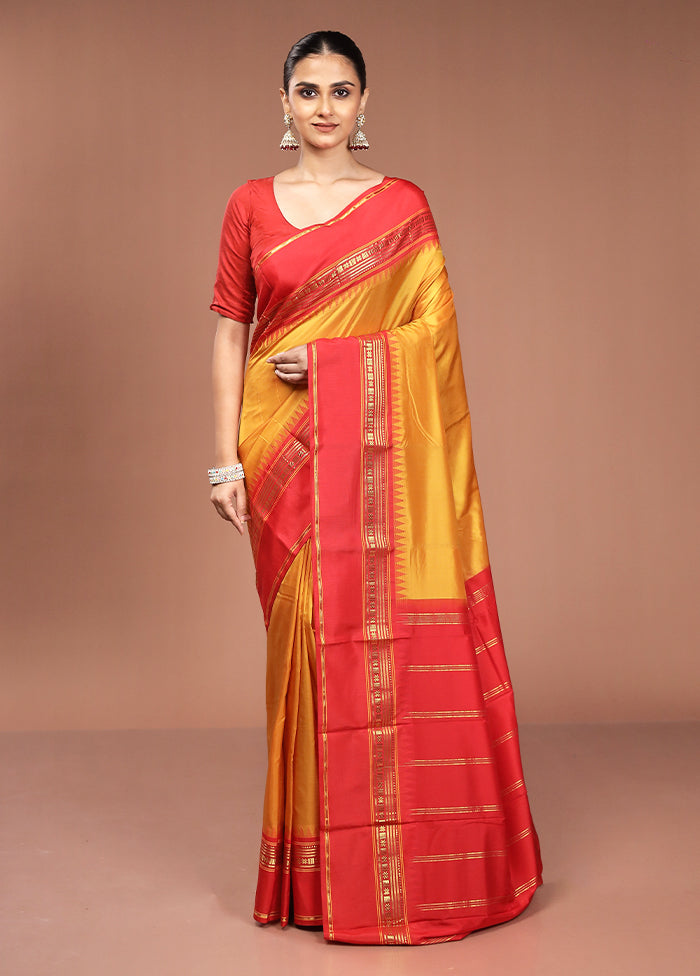 Multicolor Handloom Kanjivaram Pure Silk Saree With Blouse Piece