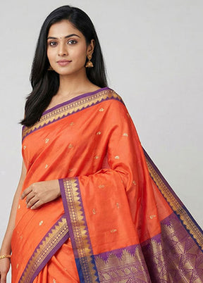 Pink Kanjivaram Silk Saree With Blouse Piece