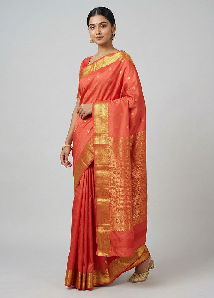 Pink Kanjivaram Silk Saree With Blouse Piece