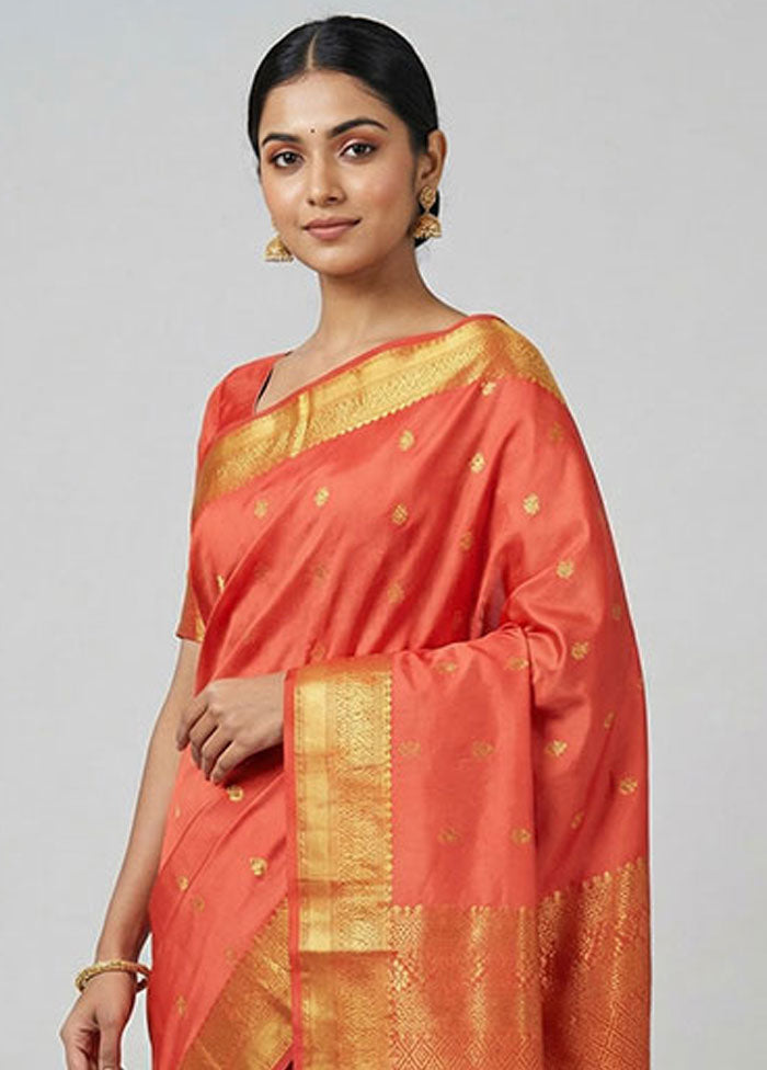 Pink Kanjivaram Silk Saree With Blouse Piece