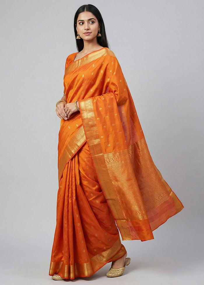 Yellow Kanjivaram Silk Saree With Blouse Piece