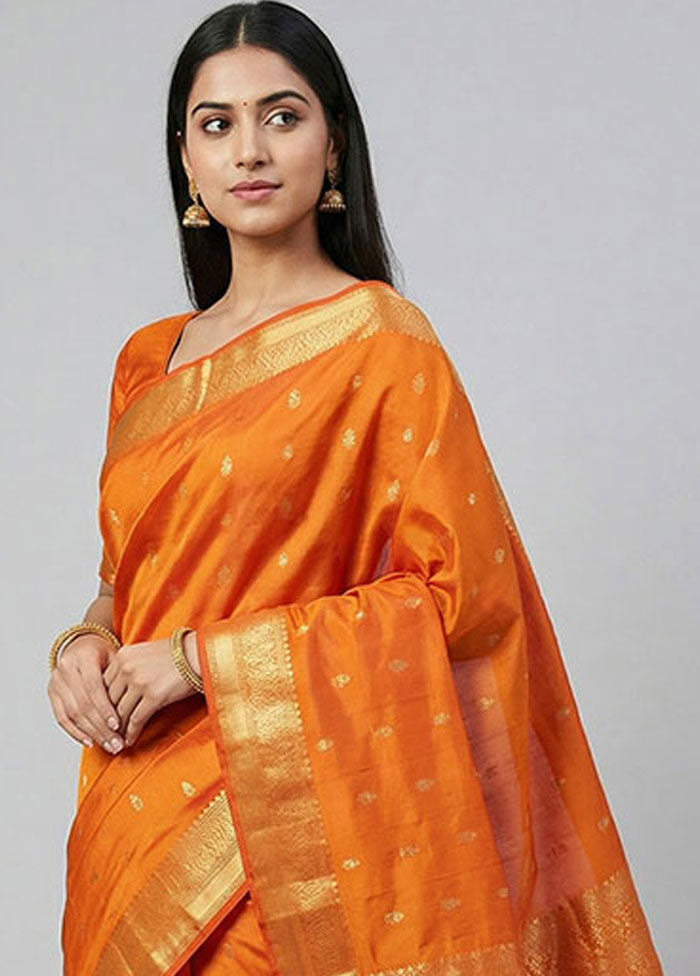 Yellow Kanjivaram Silk Saree With Blouse Piece