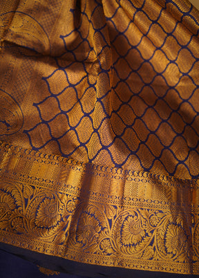 Blue Kanjivaram Silk Saree With Blouse Piece