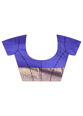 Blue Kanjivaram Silk Saree With Blouse Piece