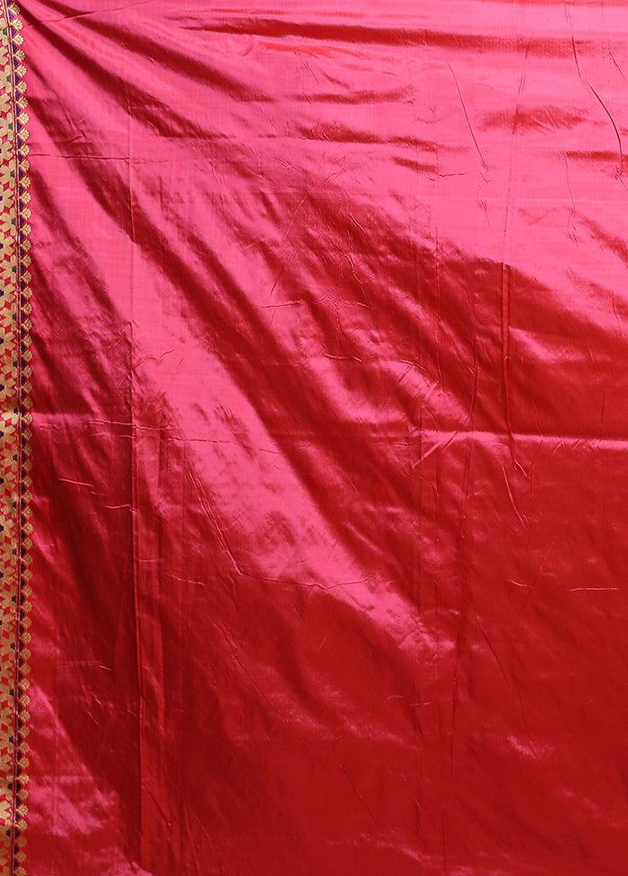 Pink Handloom Assam Pure Silk Saree With Blouse Piece