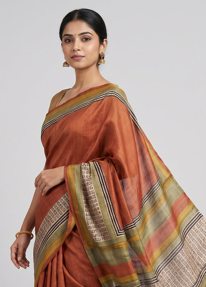 White Printed Silk Saree Without Blouse Piece
