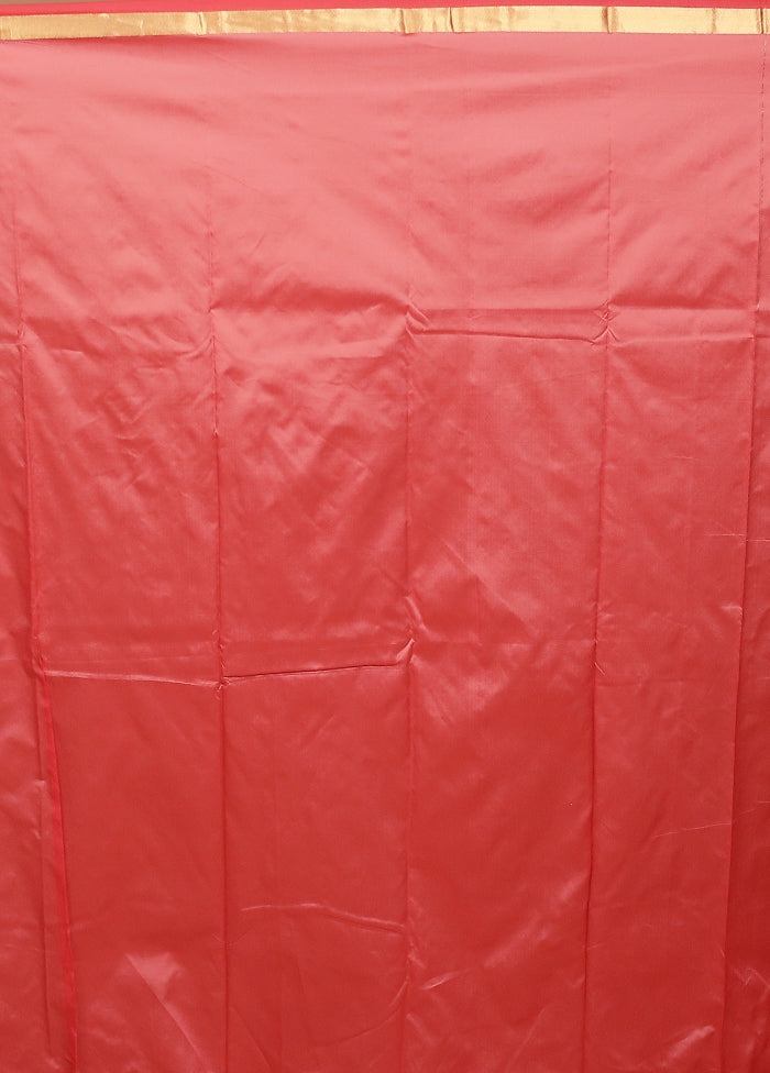 Pink Kanjivaram Silk Saree With Blouse Piece
