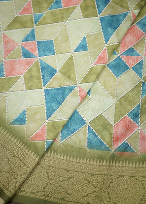 Multicolor Dupion Silk Saree With Blouse Piece - Indian Silk House Agencies