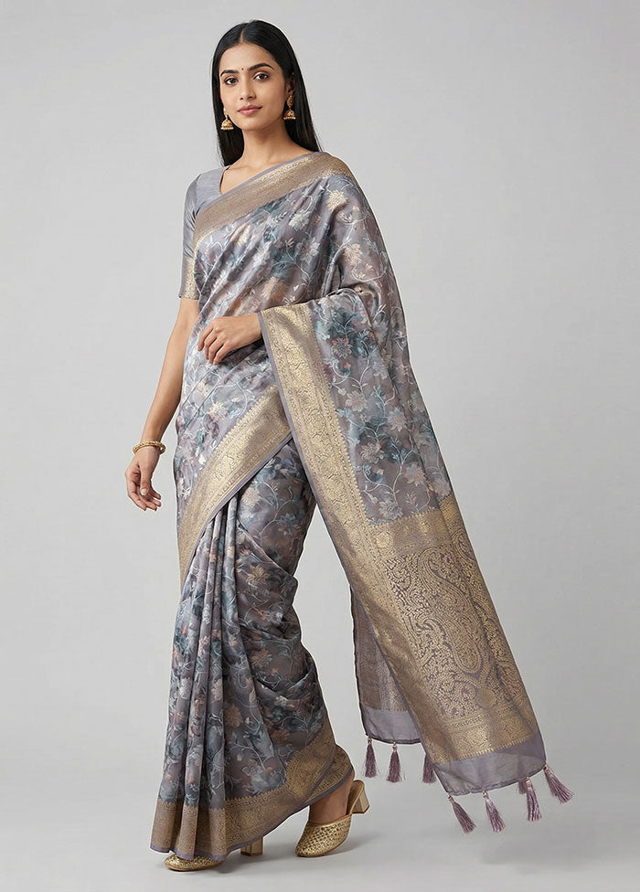 Multicolor Dupion Silk Saree With Blouse Piece