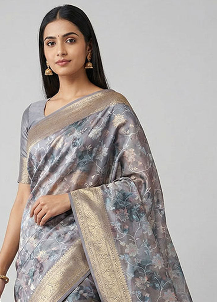 Multicolor Dupion Silk Saree With Blouse Piece