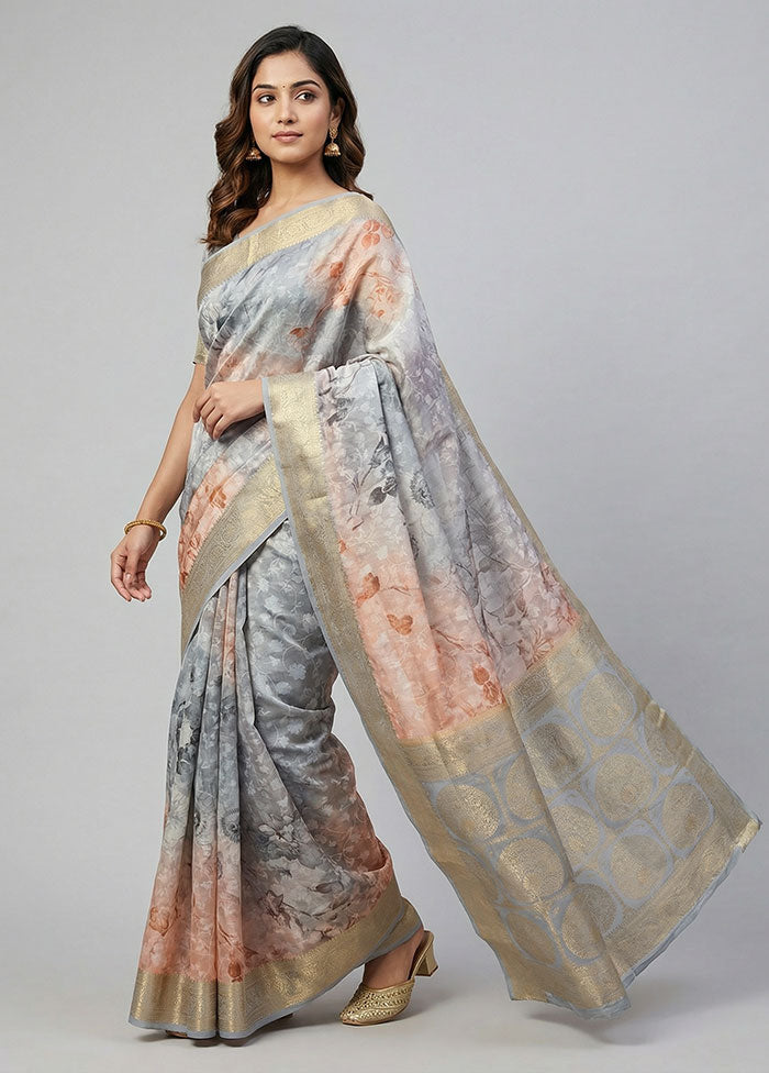 Pink Dupion Silk Saree With Blouse Piece