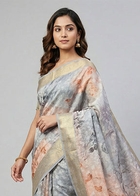 Pink Dupion Silk Saree With Blouse Piece