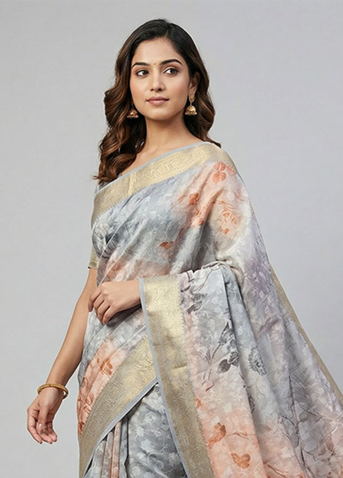 Pink Dupion Silk Saree With Blouse Piece