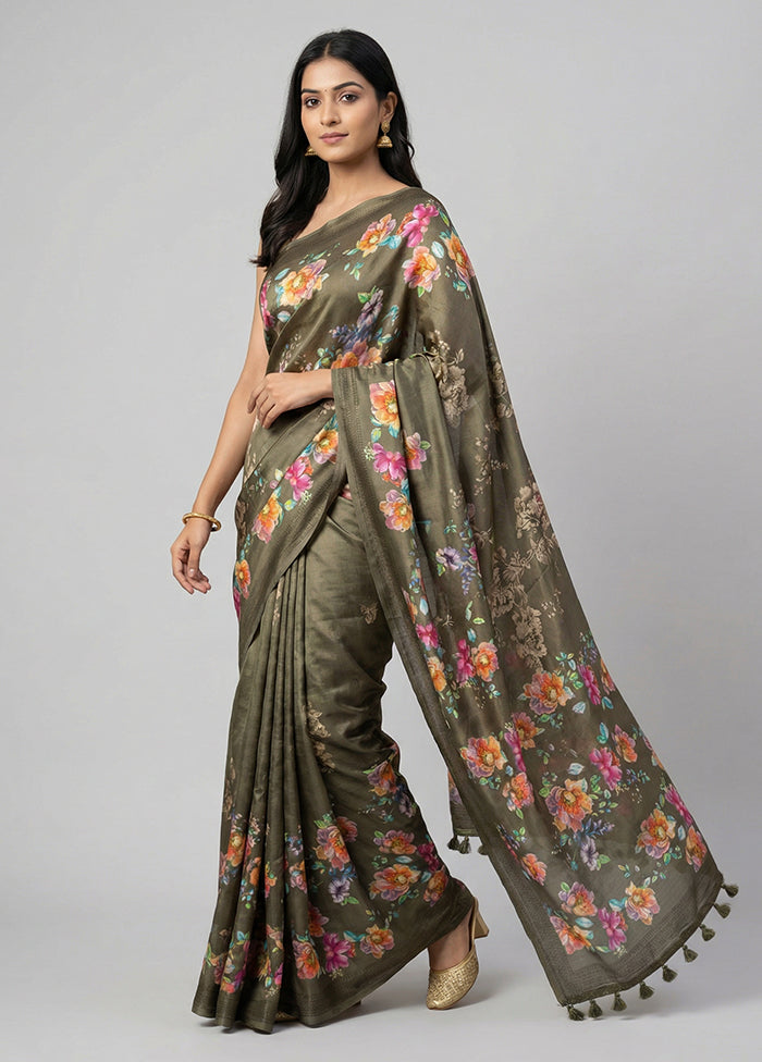 Purple Handloom Tussar Pure Silk Saree With Blouse Piece