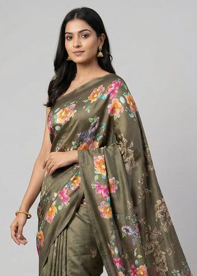 Purple Handloom Tussar Pure Silk Saree With Blouse Piece