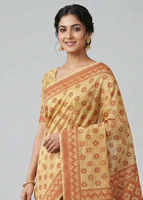 Pink Kora Silk Saree With Blouse Piece
