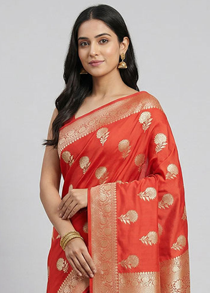 Red Katan Silk Saree With Blouse Piece