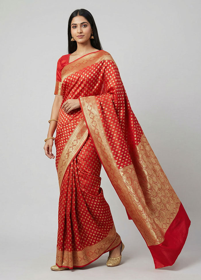 Pink Banarasi Silk Saree With Blouse Piece
