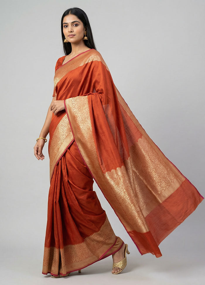 Red Katan Silk Saree With Blouse Piece