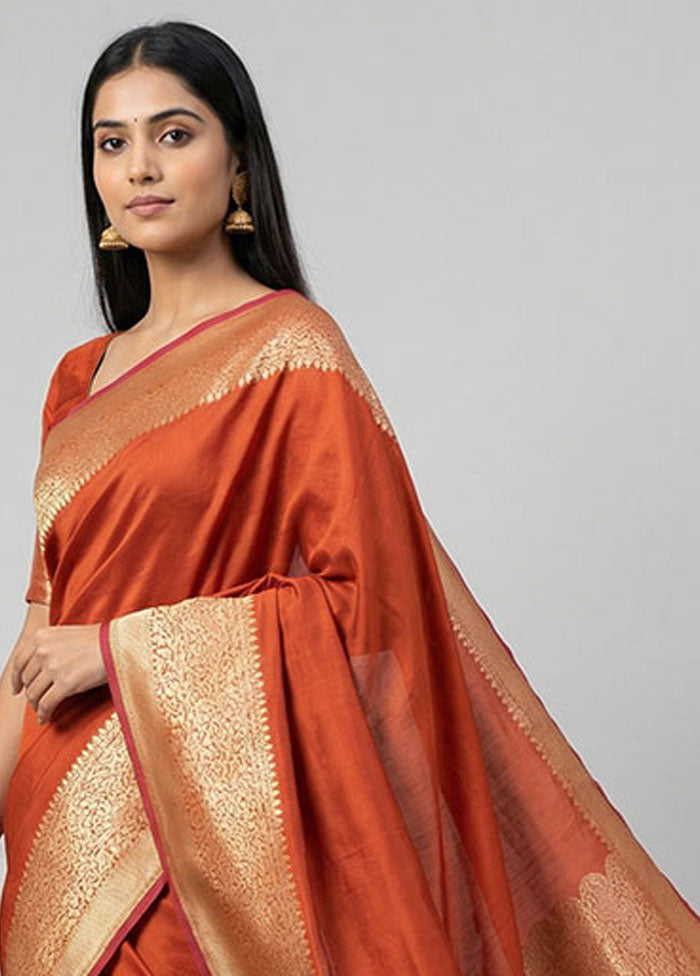 Red Katan Silk Saree With Blouse Piece