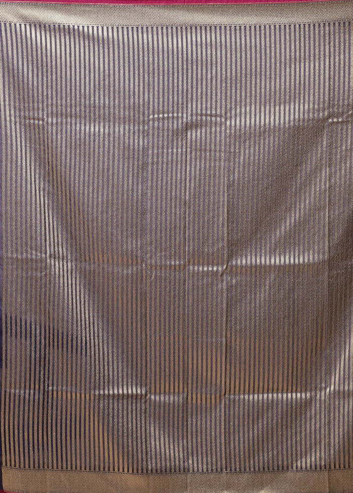 Blue Katan Silk Saree With Blouse Piece