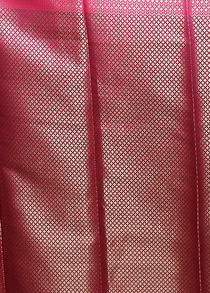 Maroon Kora Silk Saree With Blouse Piece