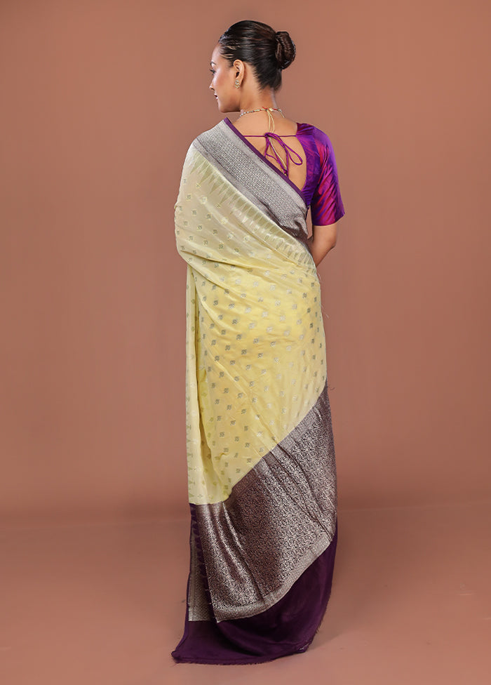 Yellow Kora Silk Saree With Blouse Piece